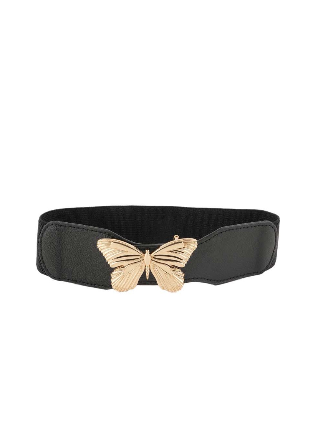 

Style Shoes Women Push Pin Closure Stretchable Textured Belt, Black