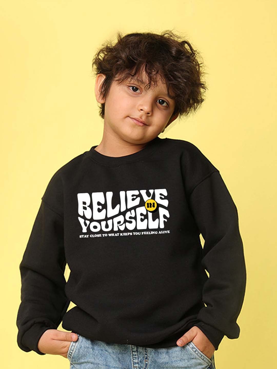 

NUSYL Boys Printed Oversized Sweatshirt, Black