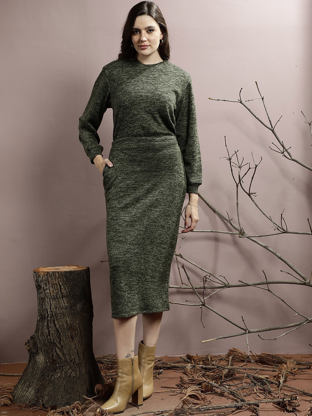 

Athena Printed Sweatshirt & Skirt, Green