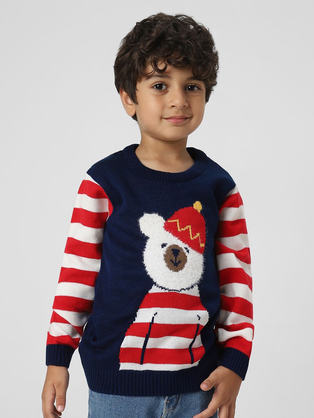 

Nauti Nati Boys Festive Themed Acrylic Pullover Sweatshirt, Navy blue