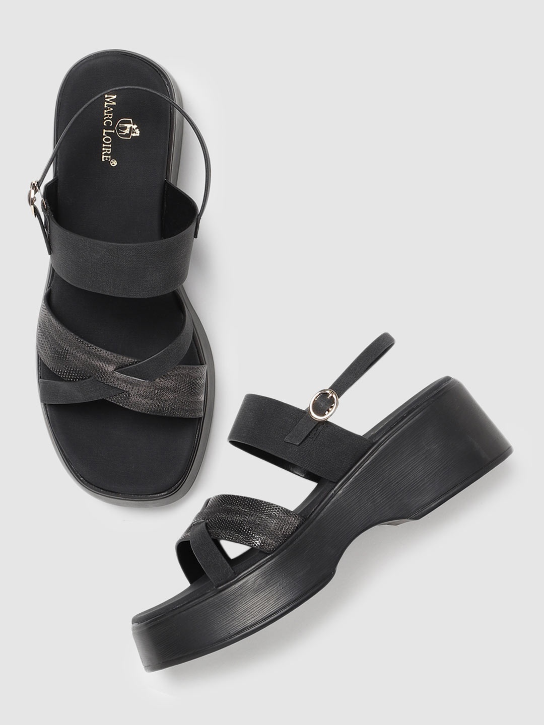 

Marc Loire PU Platform Sandals, Black
