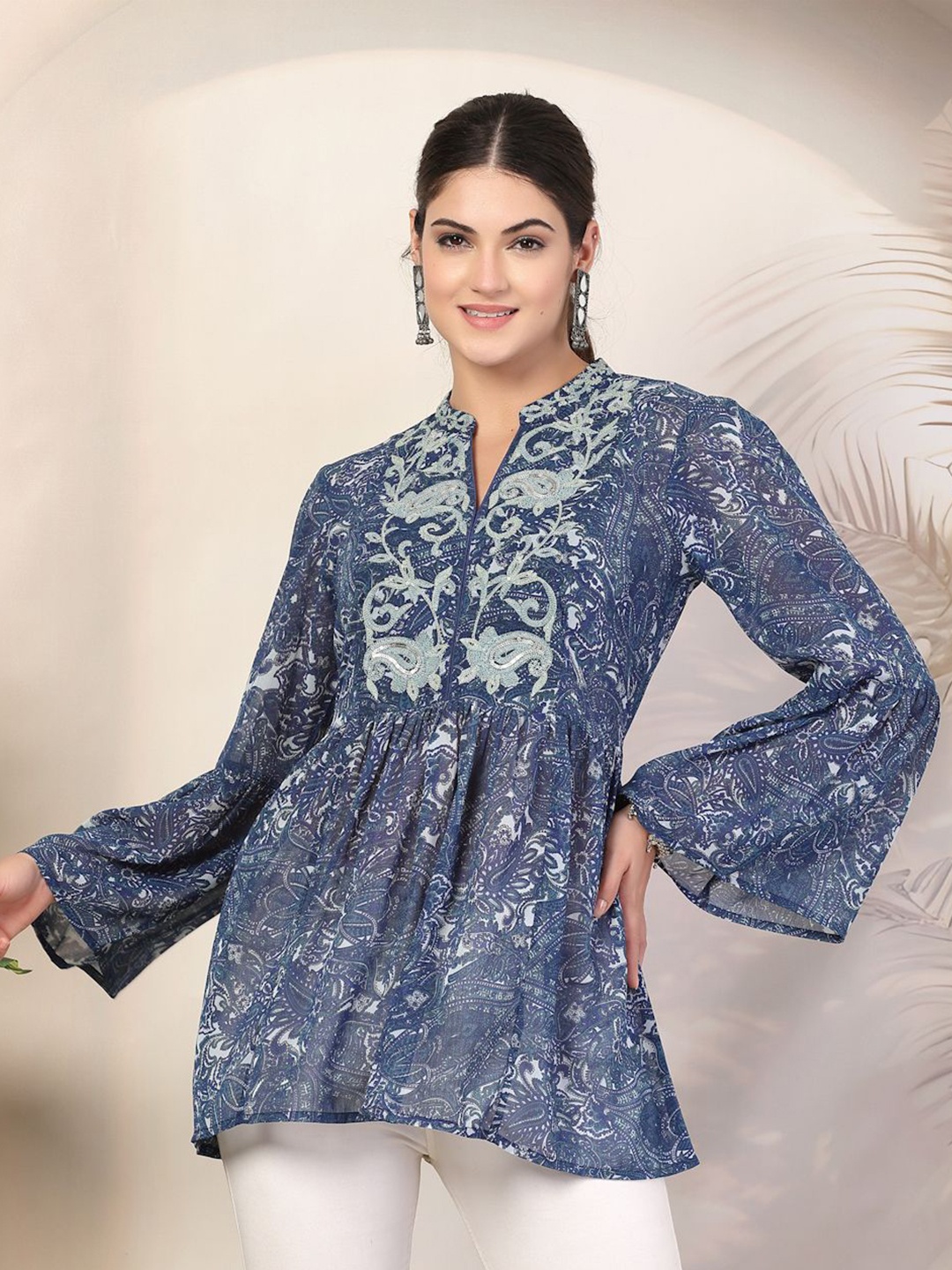 

Nayam By Lakshita Women Embroidered Tunics, Navy blue