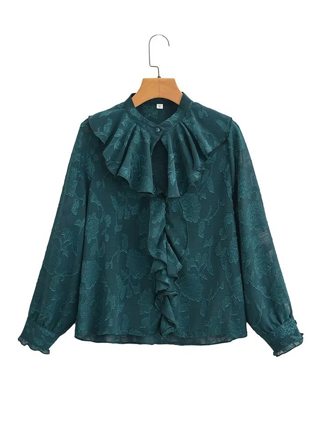 

LULU & SKY Women Floral Printed Mandarin Collar Top, Blue