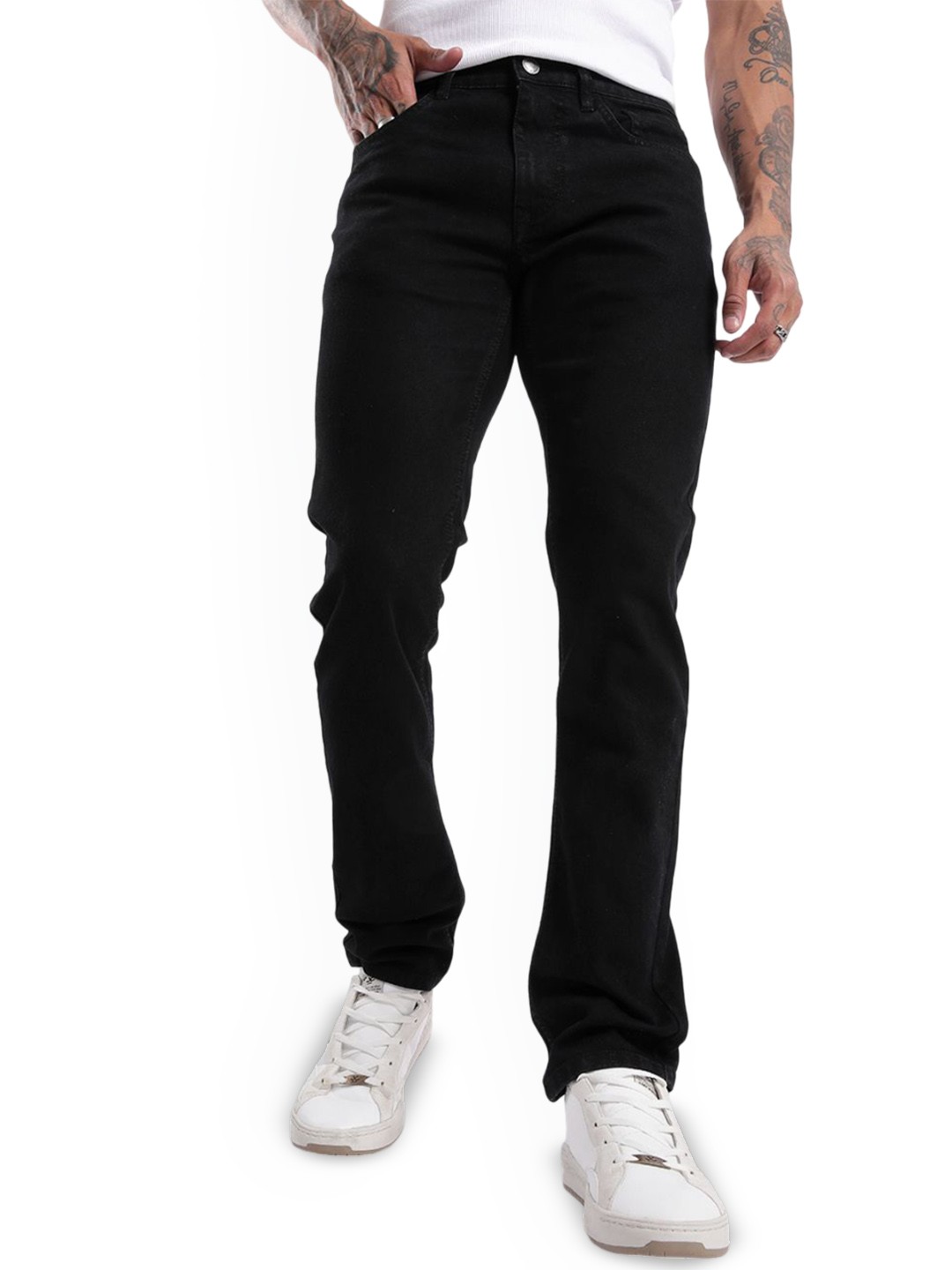 

WROGN Men Classic Slim Fit Cotton Jeans, Black