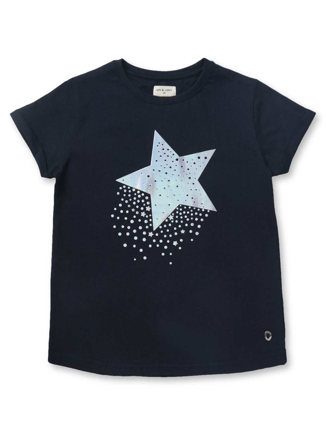 

Gini and Jony Girls Graphic Printed Round Neck Cotton T-shirt, Navy blue