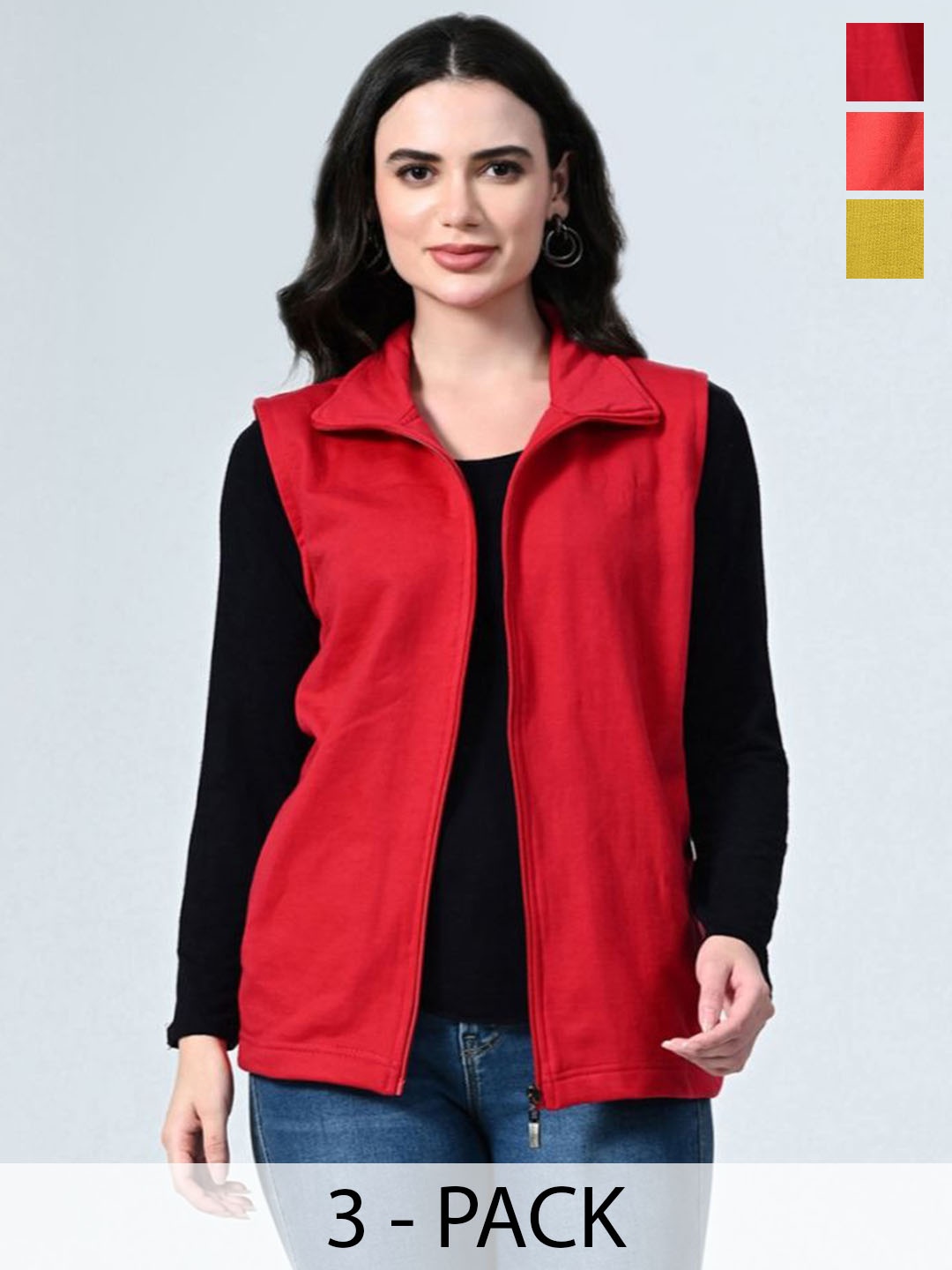 

BAESD Women Pack of 3 Gilet Jackets, Red