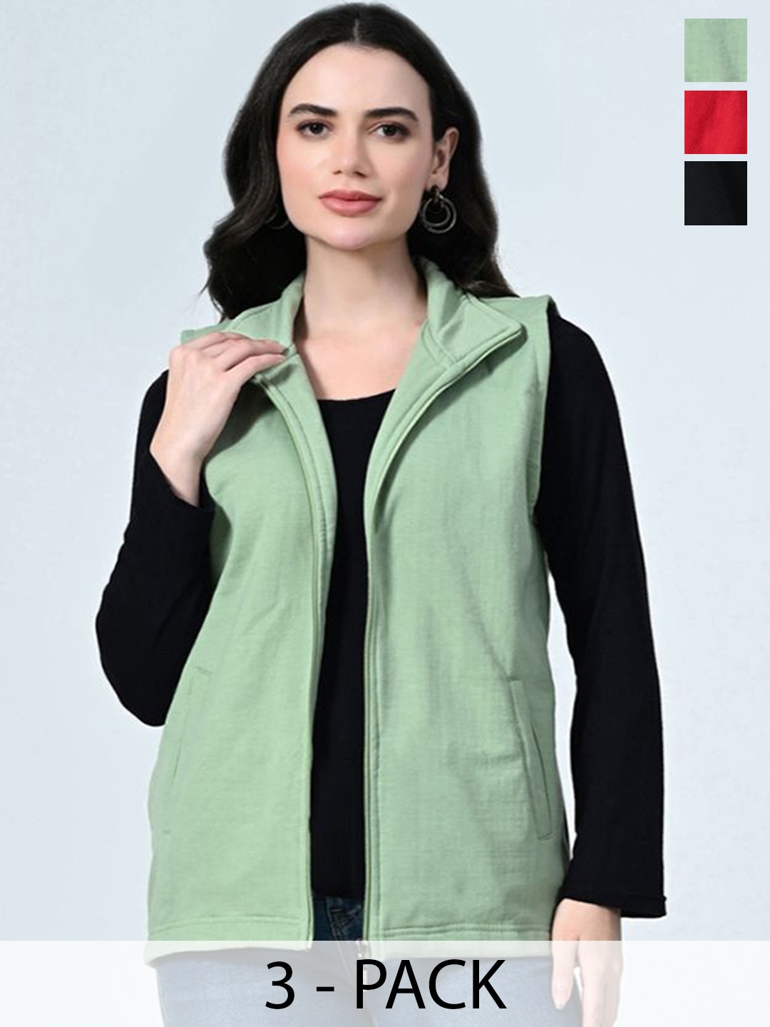 

BAESD Women Pack Of 3 Lightweight Open Front Jacket, Green