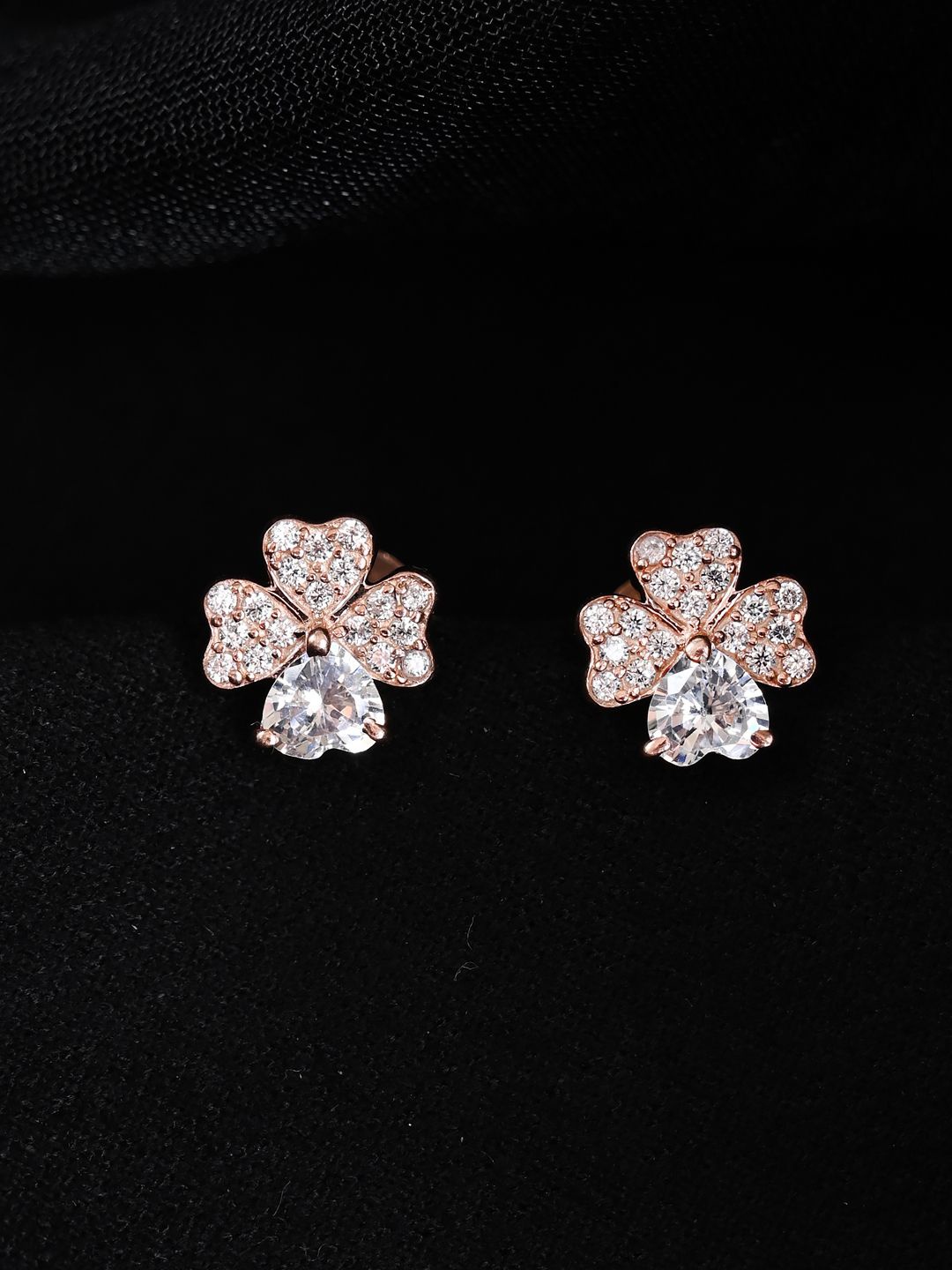 

Clara Sterling Silver Rose Gold-Plated Contemporary Cubic Zirconia Studded Earrings