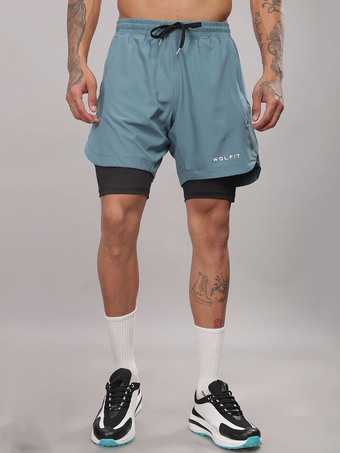 

WOLFIT ATHLEISURE Men Skinny Fit Training or Gym Sports Shorts, Blue