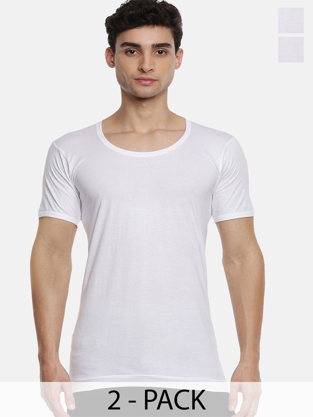 

Ramraj Pack of 2 Men Cotton Half Sleeve Innerwear Vest, White