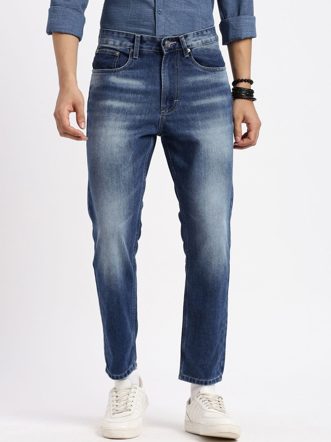 

SHOWOFF Men Comfort Low-Rise Heavy Fade Acid Wash Jeans, Blue