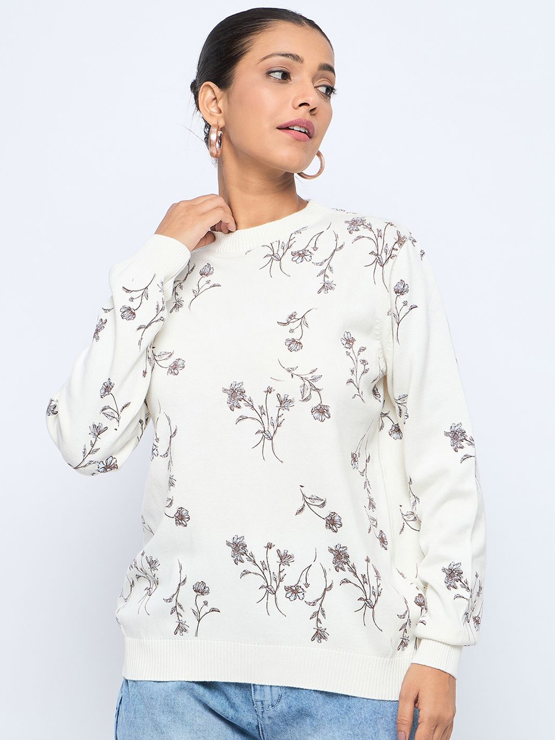 

GABBLE & WOLSH Women Floral Printed Pullover, Off white