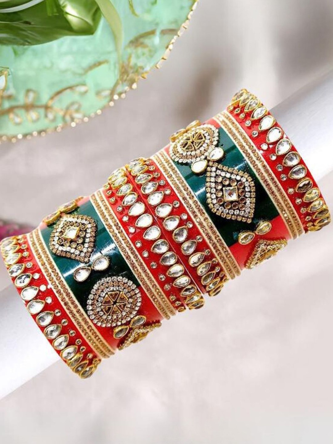 

Zindura Set Of 2 Gold-Plated Kundan Stone-Studded Bangles