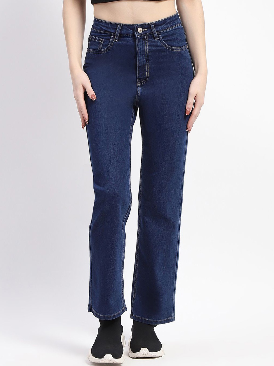 

Madame Women Mid-Rise Straight Fit Jeans, Blue