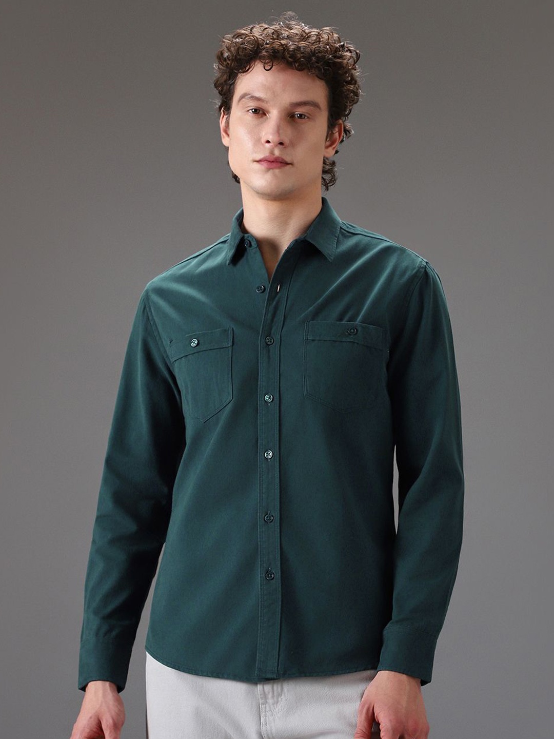

Banana Club Men Classic Slim Fit Opaque Casual Shirt, Teal