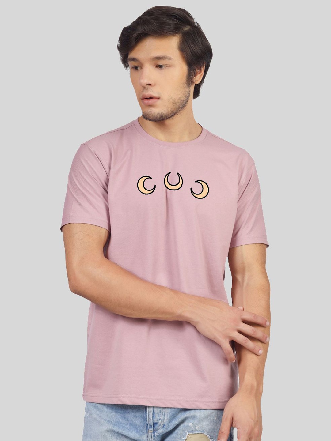 

Greylongg Men Graphic Printed Round Neck Cotton T-shirt, Purple