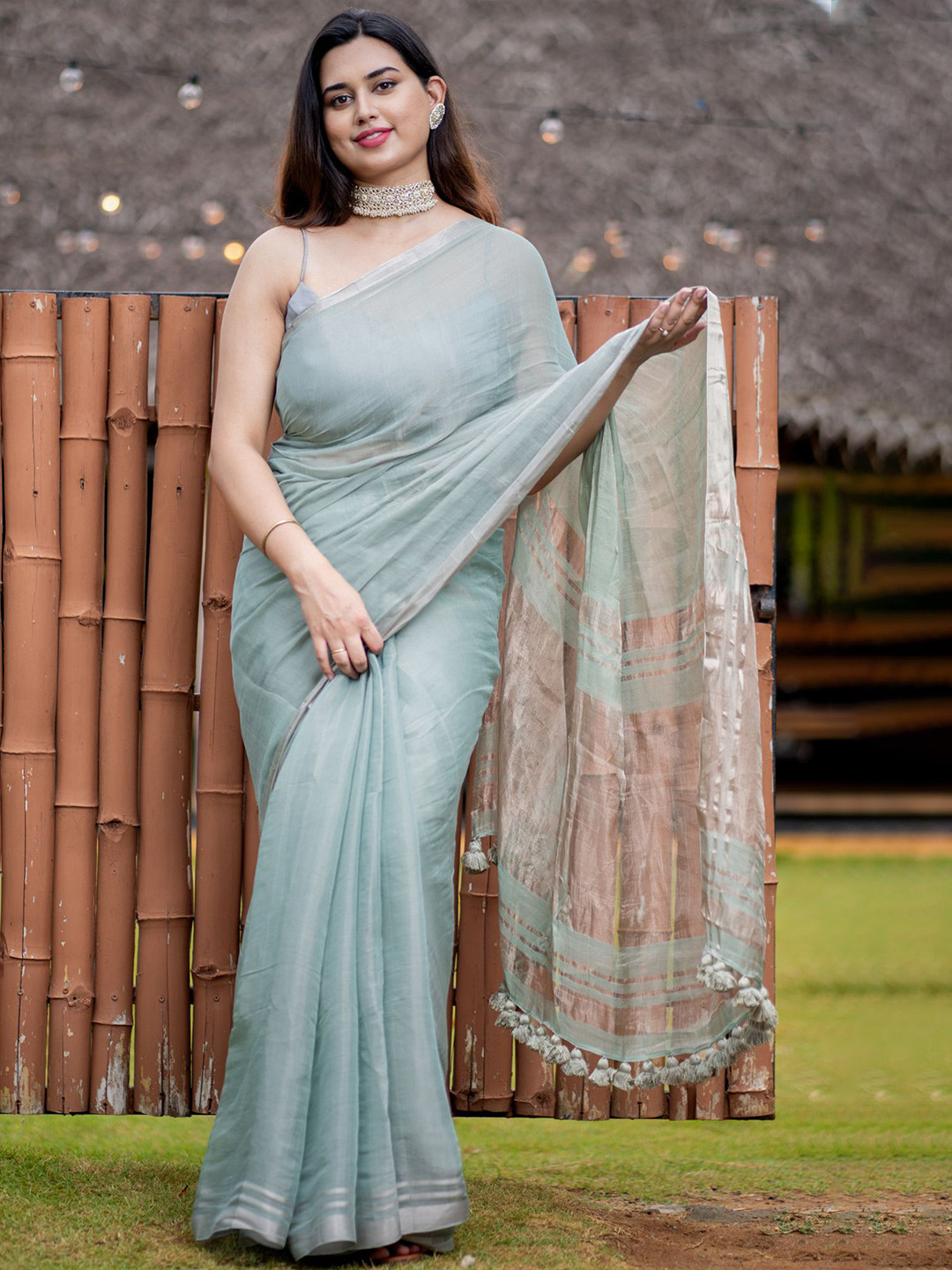 

I LOVE SAREES Tissue Banarasi Saree, Green