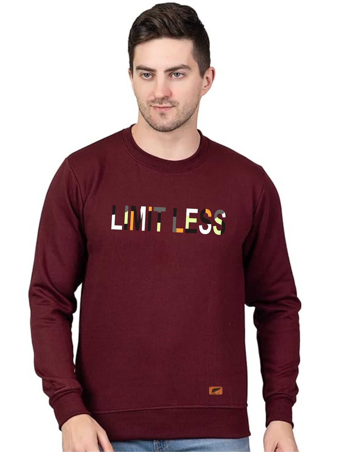 

Polo Plus Men Graphic Printed Round Neck Sweatshirt, Maroon