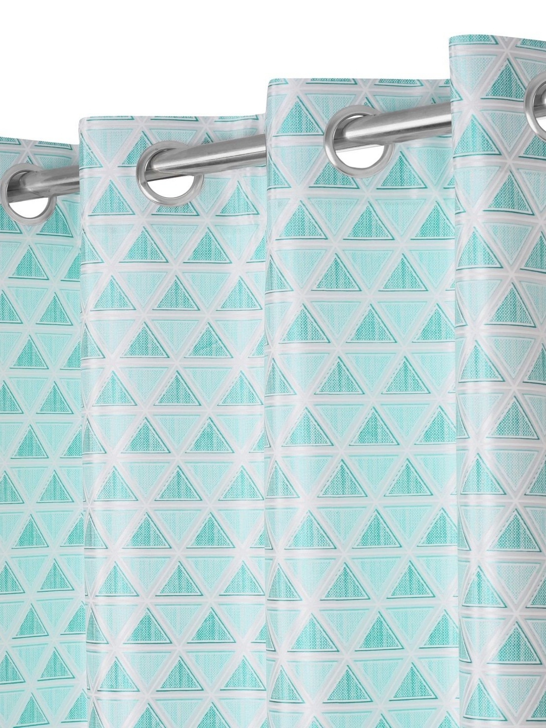 

REYANSH DECOR Turquoise Blue 2 Pieces Geometric Printed Room Darkening Window Curtains