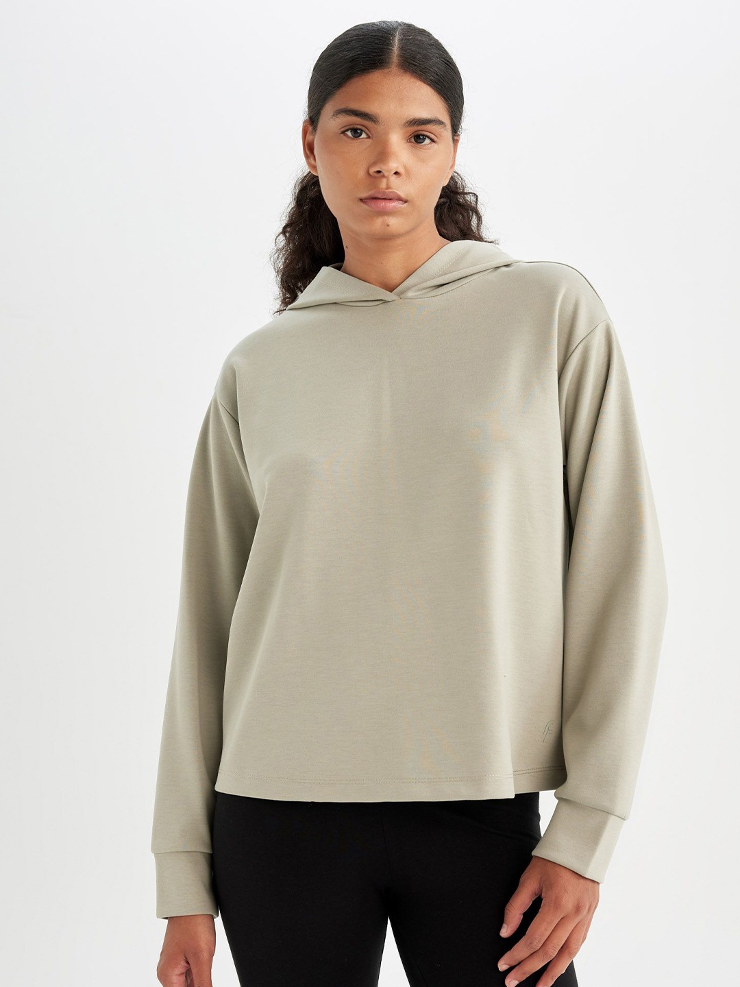 

DeFacto Women Hooded Pullover Sweatshirt, Beige
