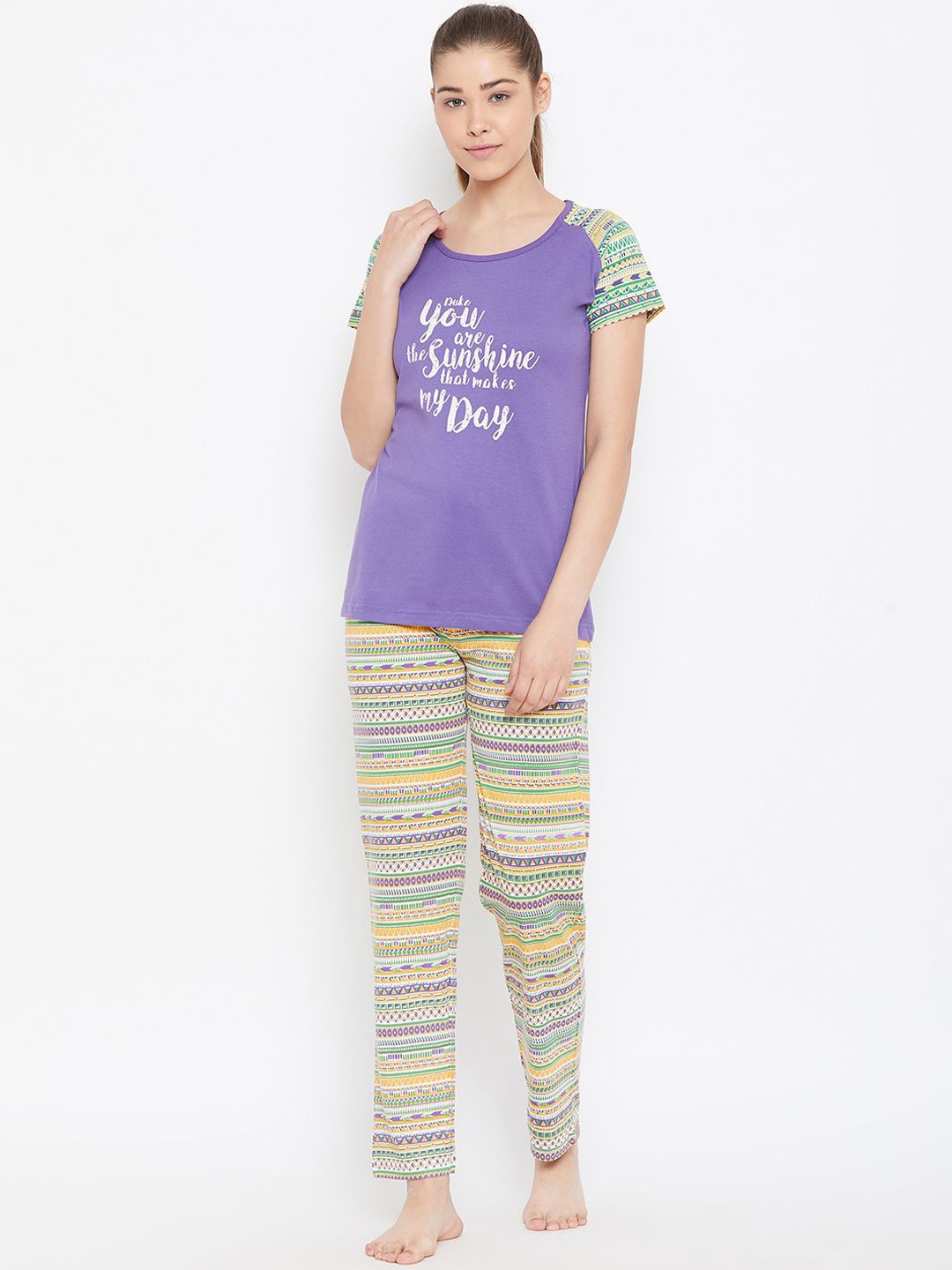 

Duke Printed Pure Cotton Night suit, Purple