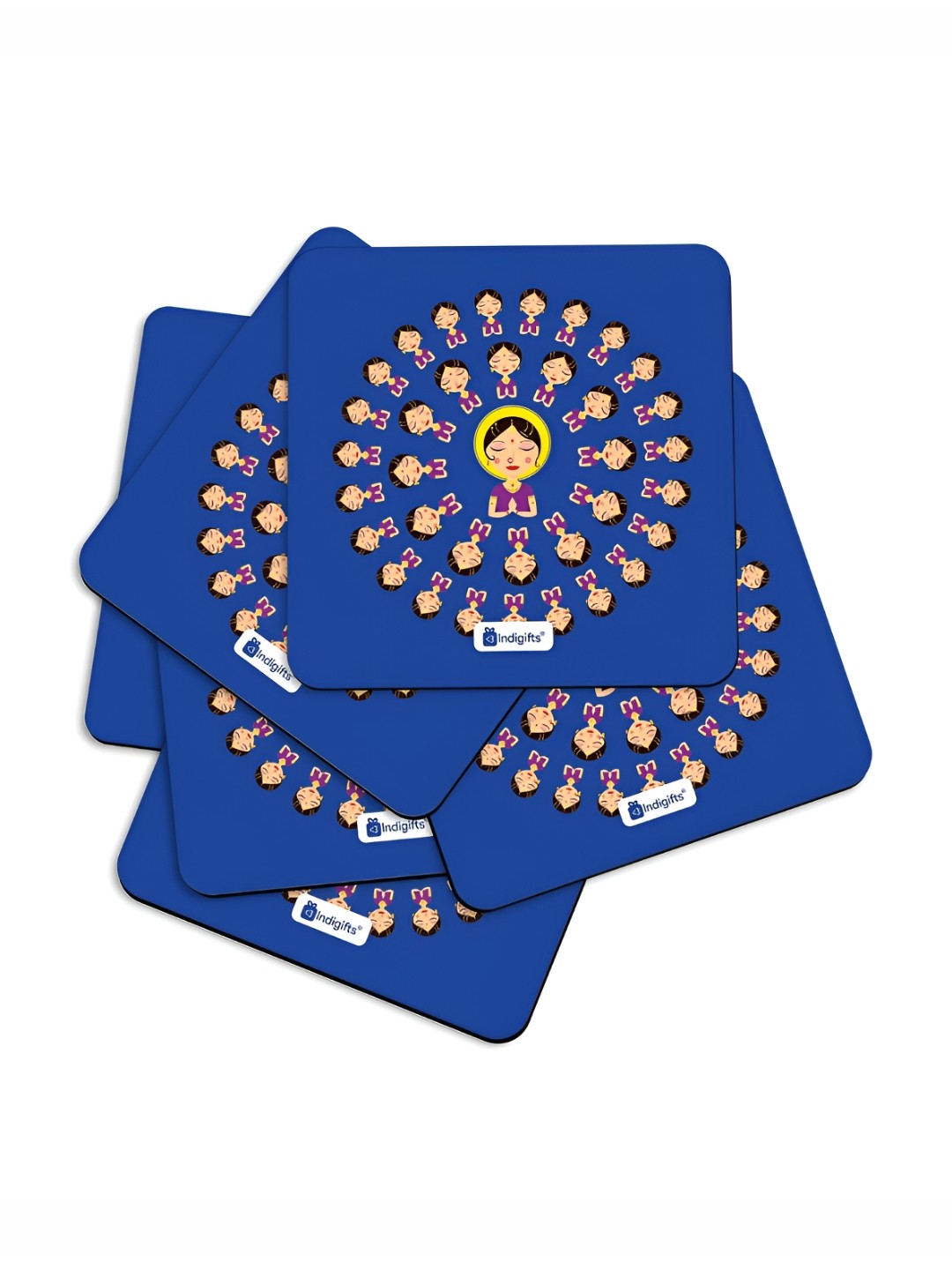 

Indigifts Blue & Yellow 6 Pieces Floral Printed Square Coasters