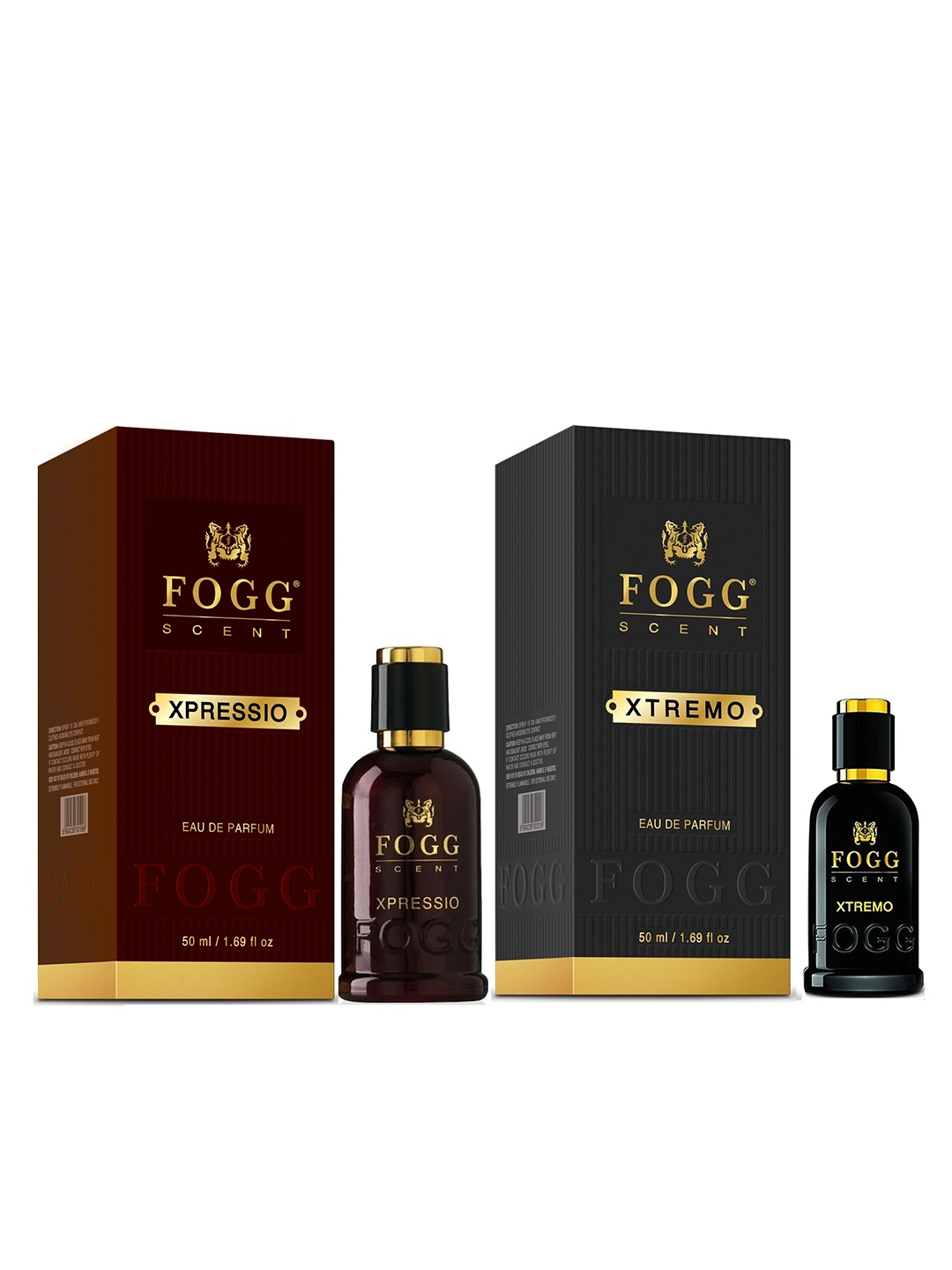 

Fogg Men Set Of 2 Scent Xpressio & Xtremo Long-Lasting Eau De Parfum - 50ml Each, Black