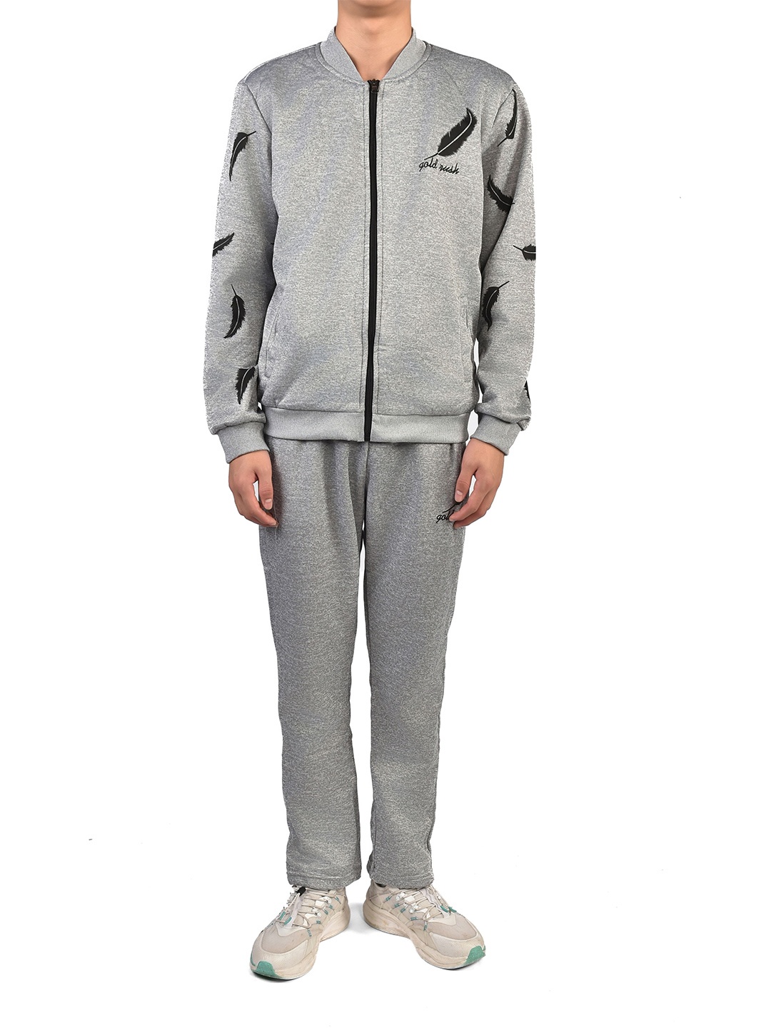 

StyleCast x Revolte Graphic Printed Round Neck Jacket with Trouser Tracksuits, Grey