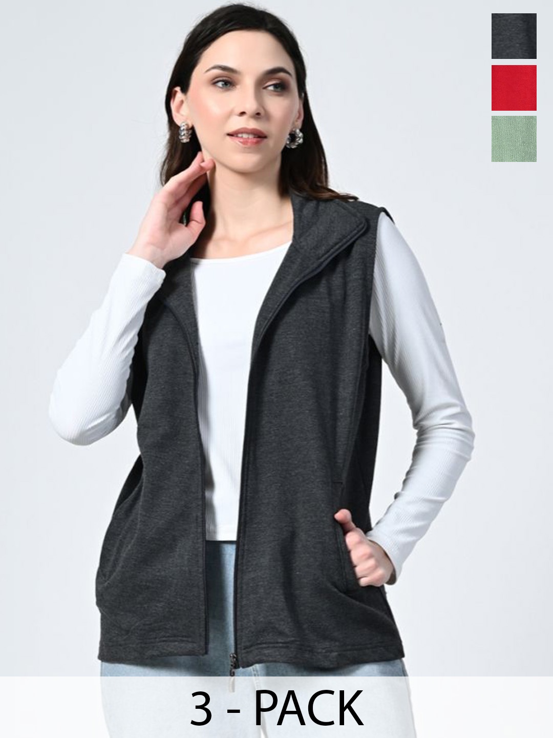

BAESD Women Pack of 3 Gilet Jackets, Multi