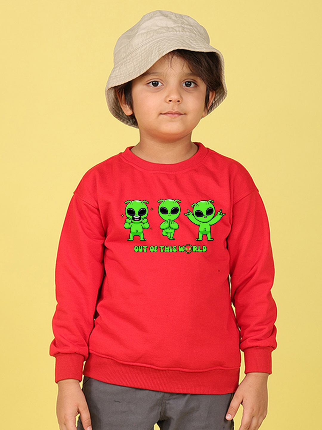 

NUSYL Boys Printed Oversized Sweatshirt, Red