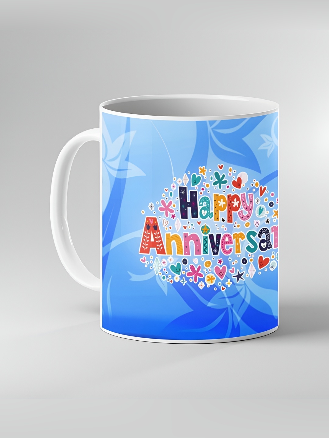 

Keviv White & Blue Printed Ceramic Coffee Mug 325 ml