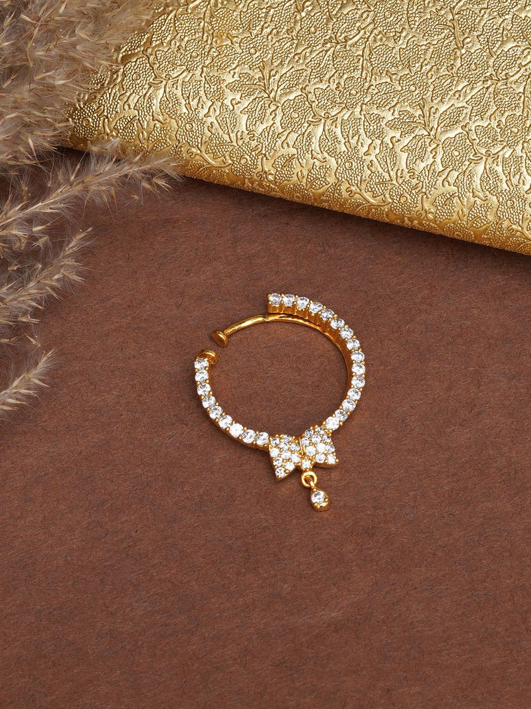 

Mali Fionna Gold-Plated Artificial Stones and Beads Ring Nosepin
