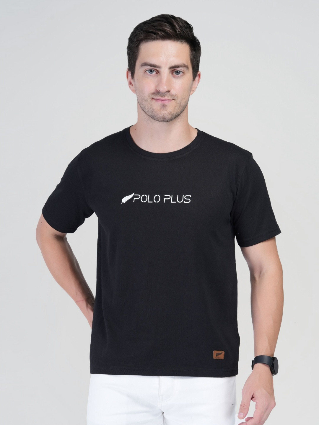 

Polo Plus Men Bio Finish Typography Printed Round Neck Cotton T-shirt, Black