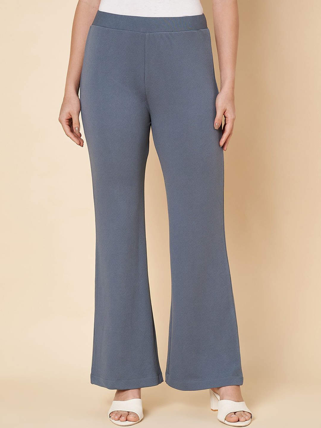 

Fbella Women Relaxed Straight Leg Flared Trousers, Grey