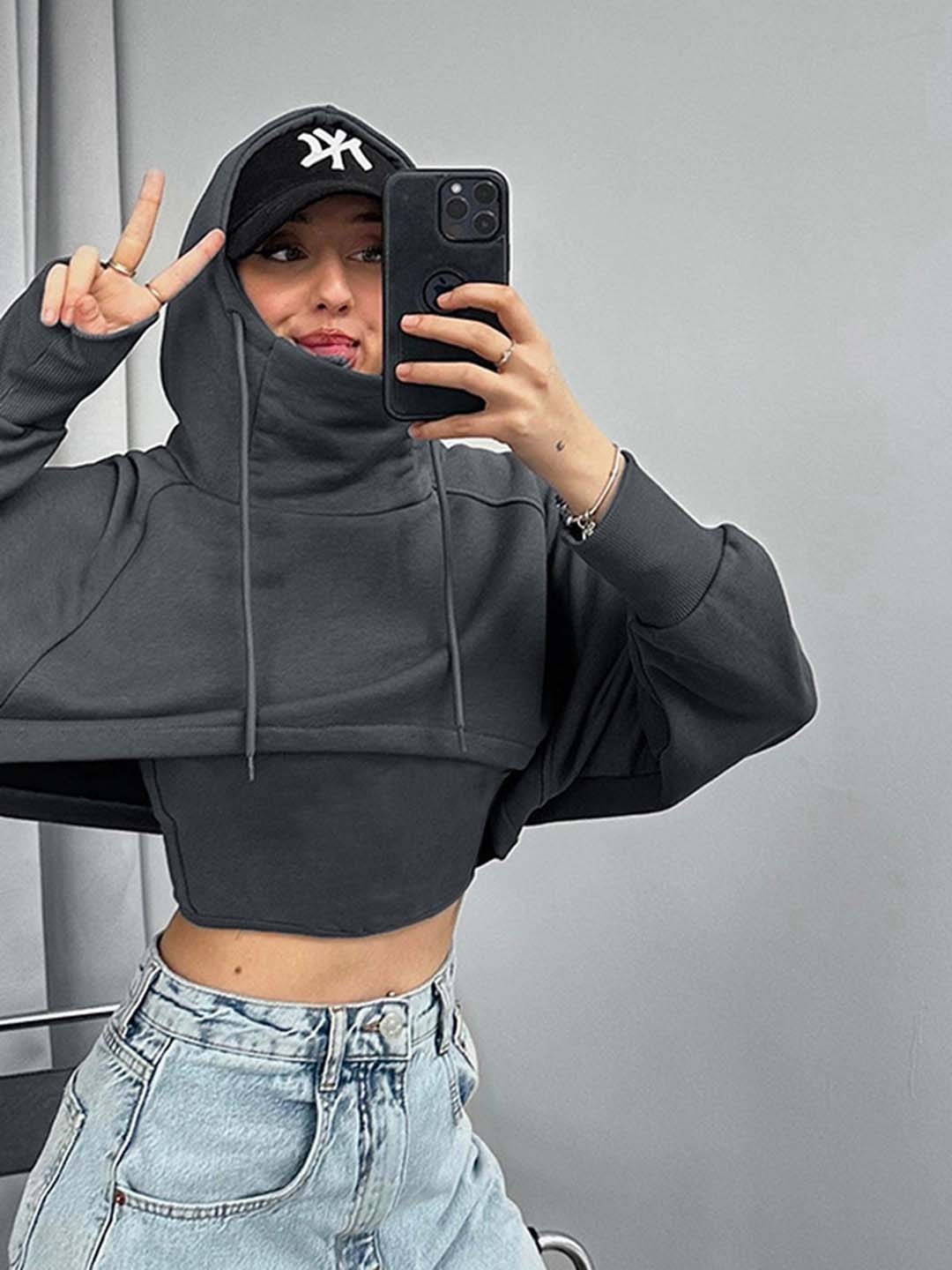 

LULU & SKY Puff Sleeve Crop Top, Grey