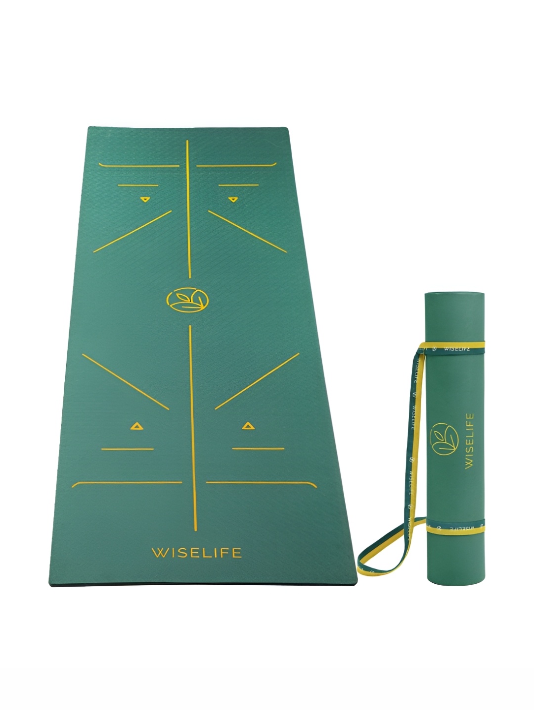

WiseLife Green Printed Rectangular Anti-Skid Yoga Mat & Carry Strap