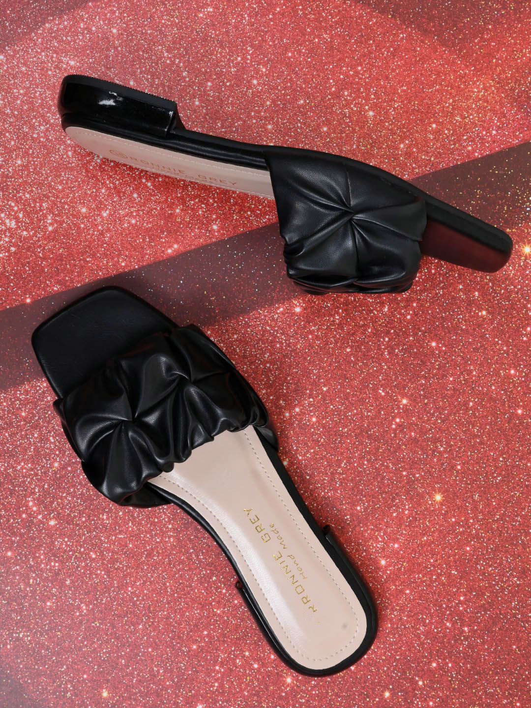 

Ronnie Grey Women Slip-On Open Toe Flats, Black
