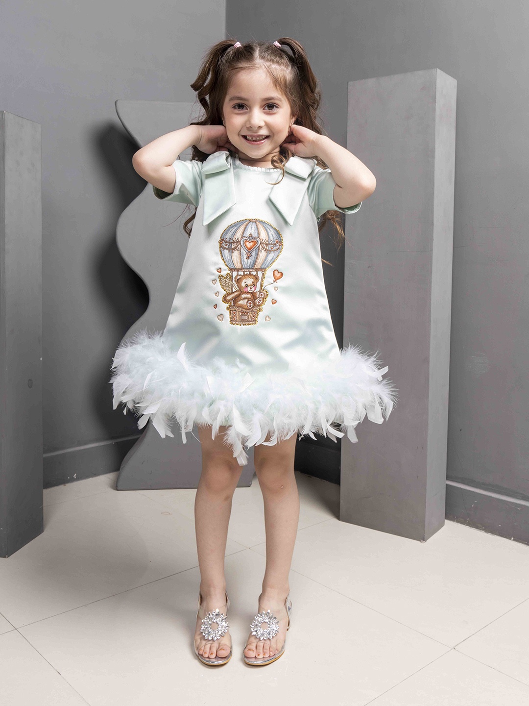

HOITY MOPPET Girls Satin A-Line Dress, Green
