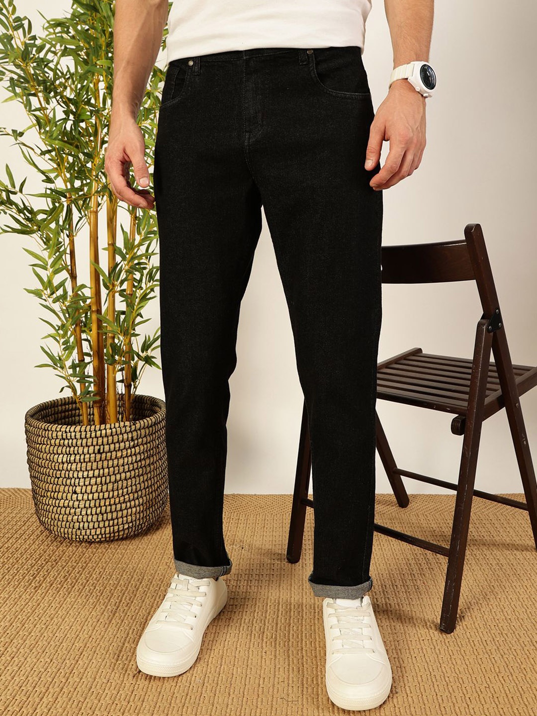 

Mast & Harbour Men Smart Stretchable Jeans, Black
