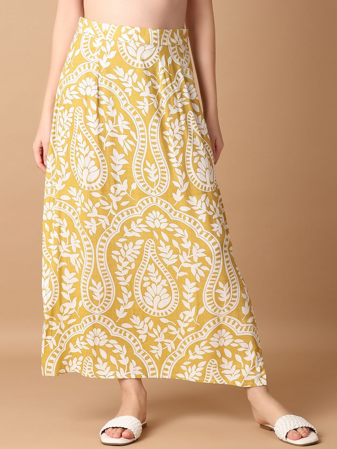 

UNLIMITED Printed Straight Maxi Skirts, Yellow