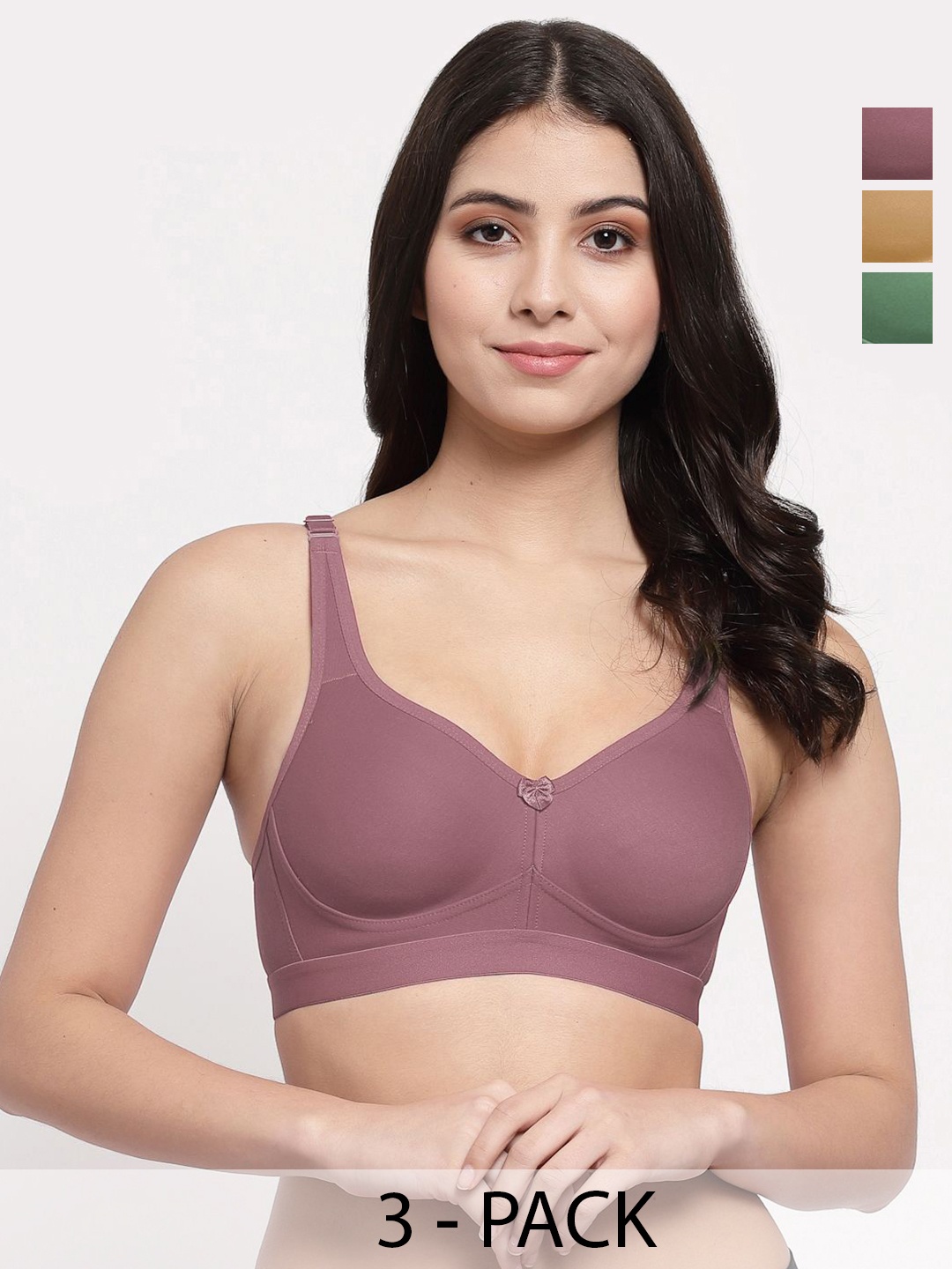 

College Girl Women Pack of 3 Full Coverage Lightly Padded Minimizer Bra, Coral