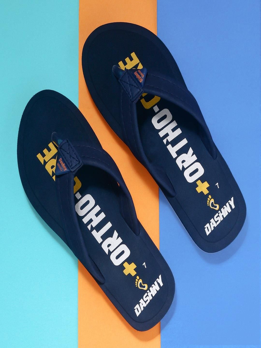 

DASHNY Men Printed Room Slippers, Navy blue