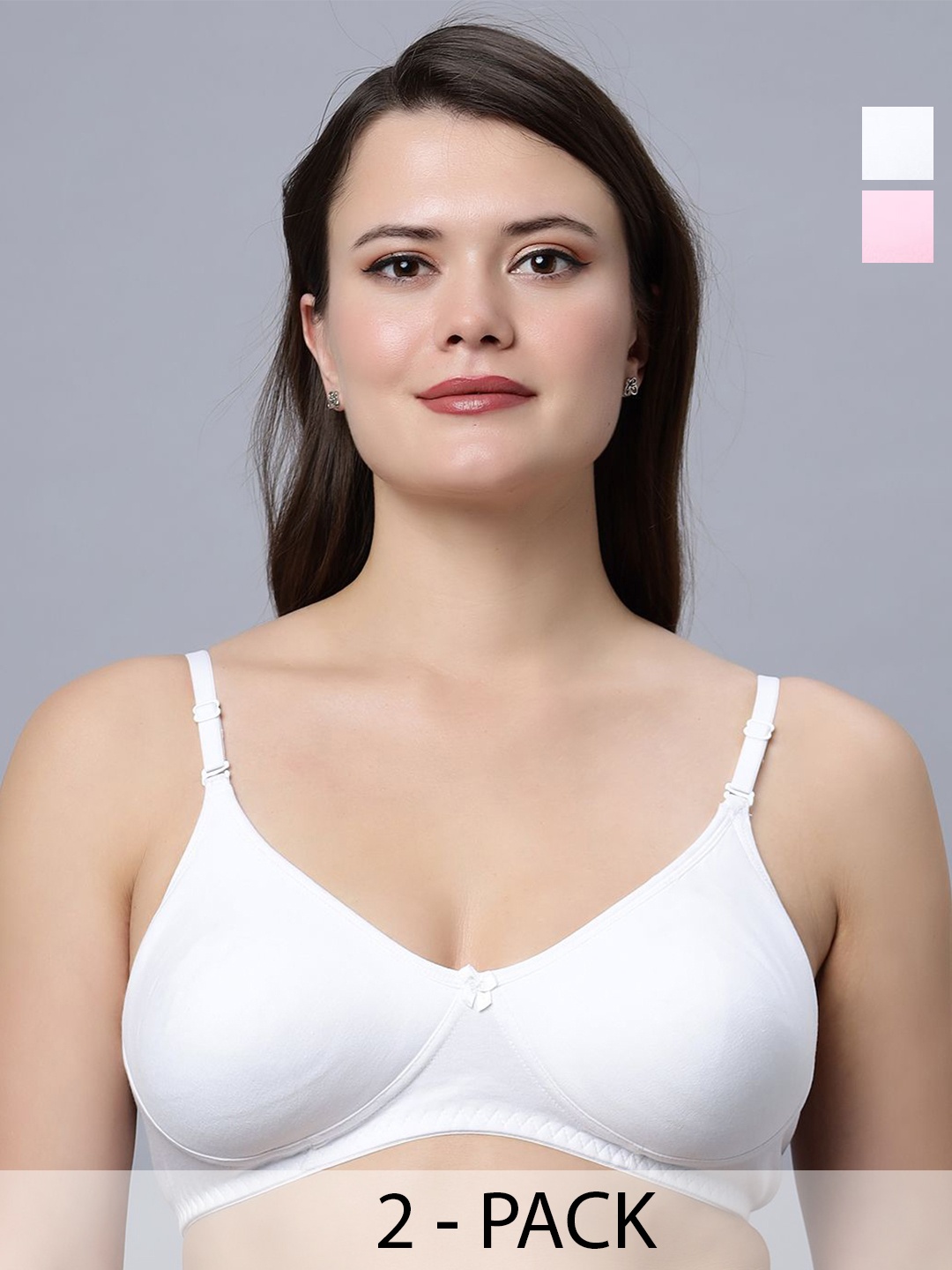 

In Care Pack Of 2 Cotton Medium Coverage T-shirt Bra, White