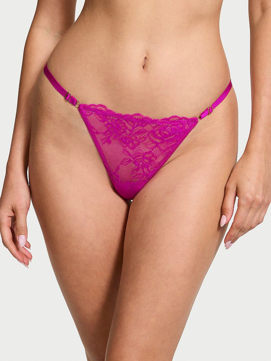 

Victoria's Secret Women Lace Adjustable V-String Low-Rise Thong Briefs 1124952006T2, Pink