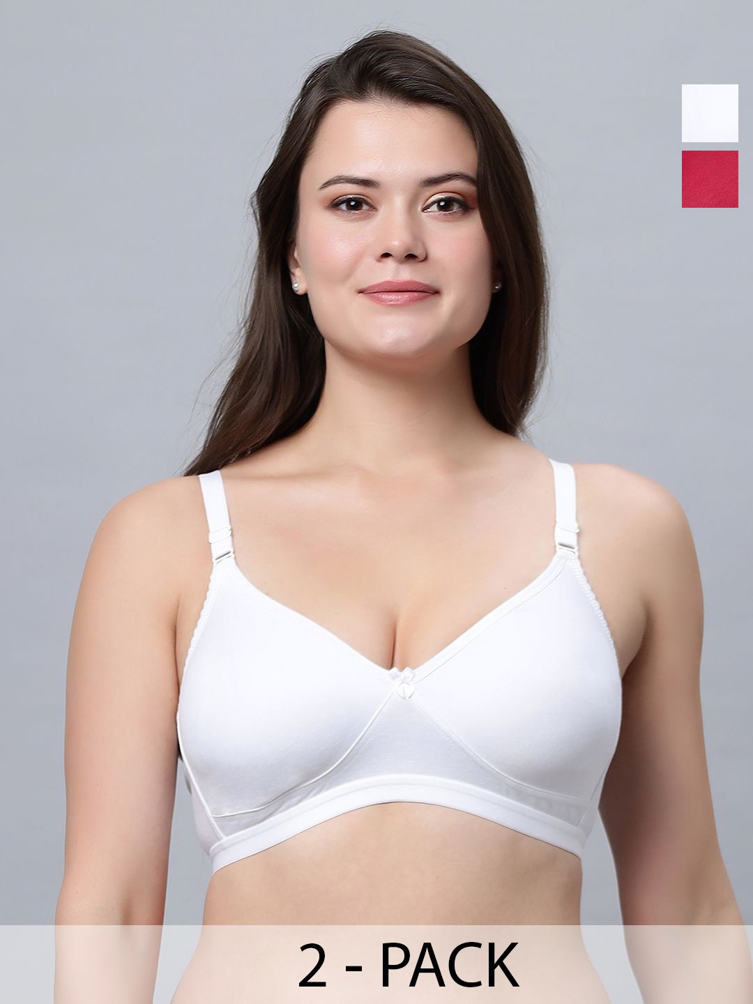 

In Care Pack Of 2 Full Coverage Non Padded Cotton T-Shirt Bra, White