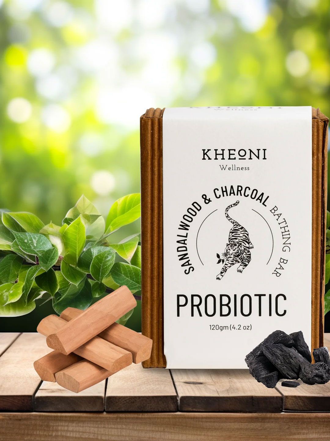 

Kheoni Sandalwood & Charcoal Bathing Bar Probiotic Soap -120 g, Black