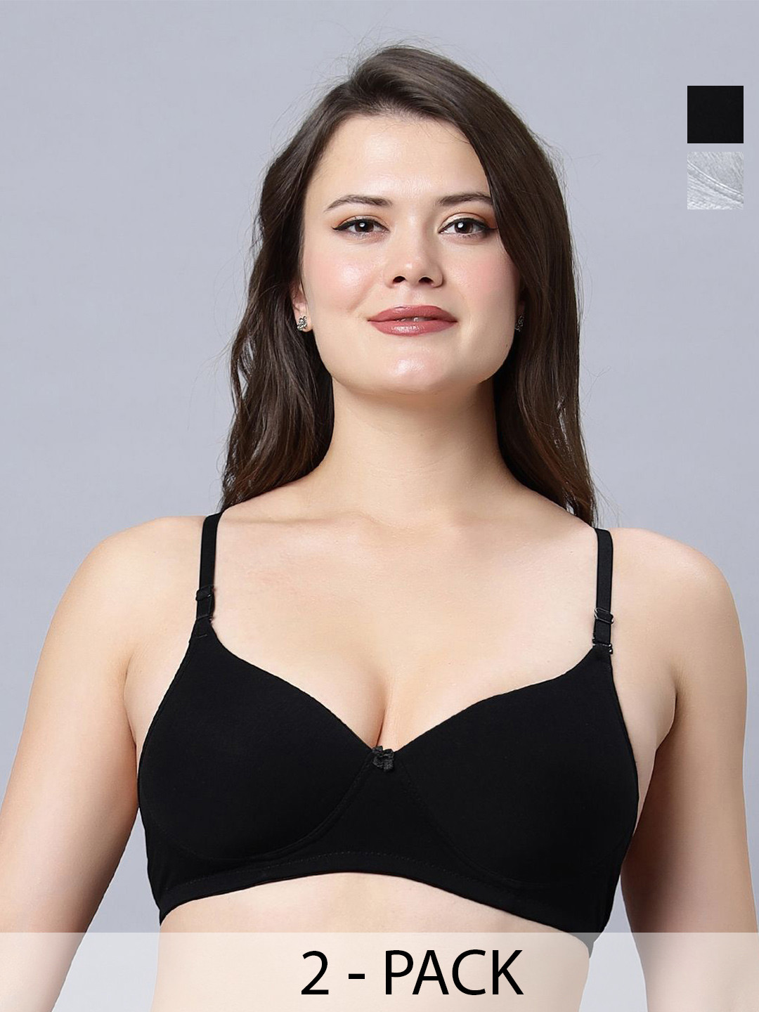 

In Care Women Pack of 2 Medium Coverage Heavily Padded Push-Up Bra, Black