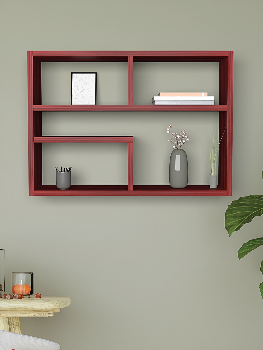 

RANDOM Brown Engineered Wood Pocket Wall Shelf