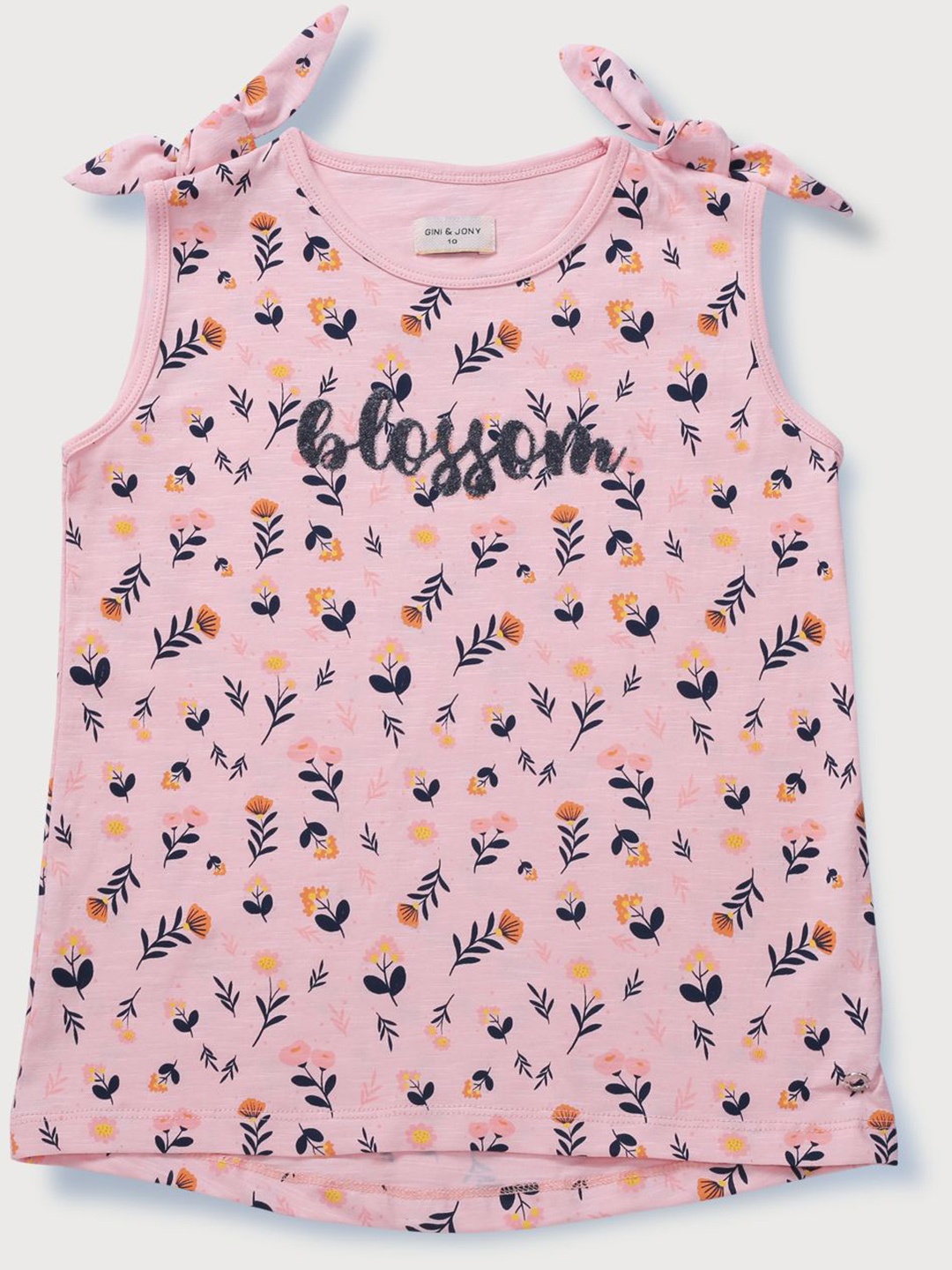 

Gini and Jony Girls Floral Printed Round Neck Cotton Top, Pink