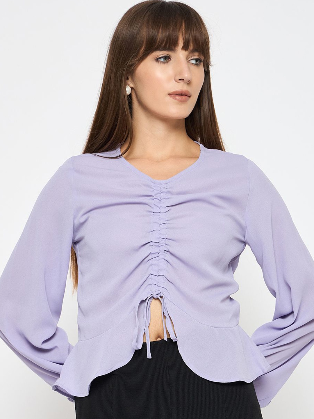 

BAESD Women Solid V-Neck Top, Lavender